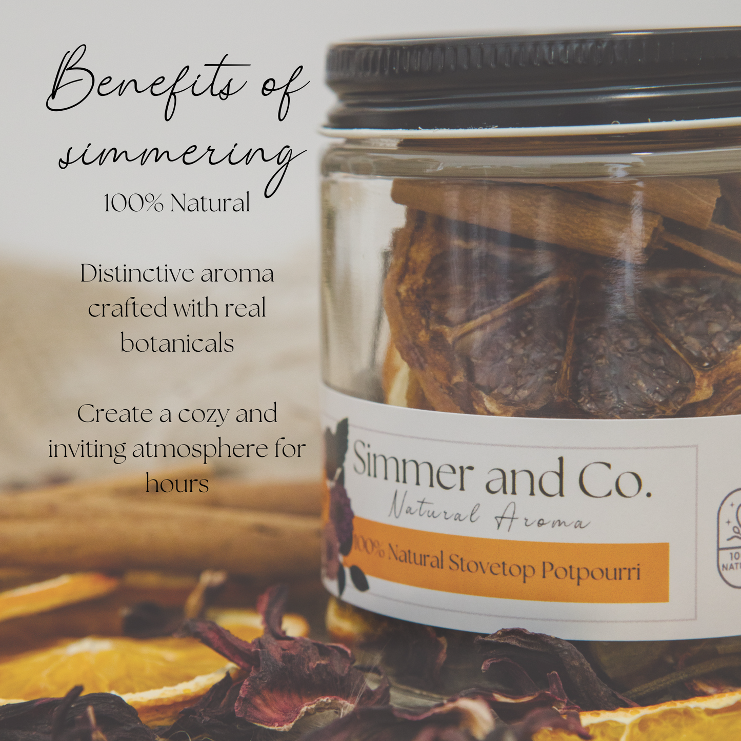Be Ember Simmer Pot Mix, Natural Autumn Citrus Spice Aroma – Jar Edition
