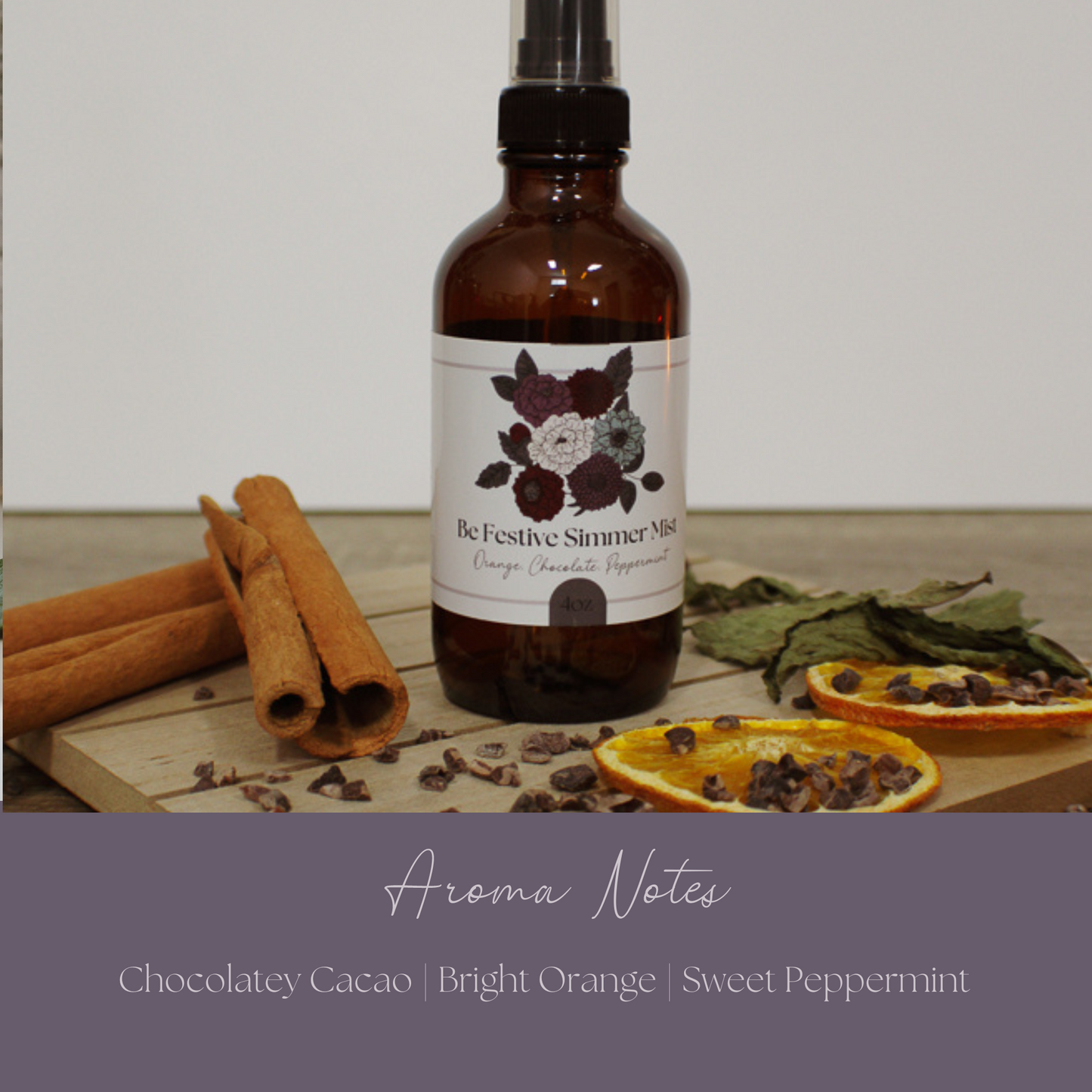 Be Festive Simmer Mist, Natural Peppermint Cocoa Room + Linen Spray