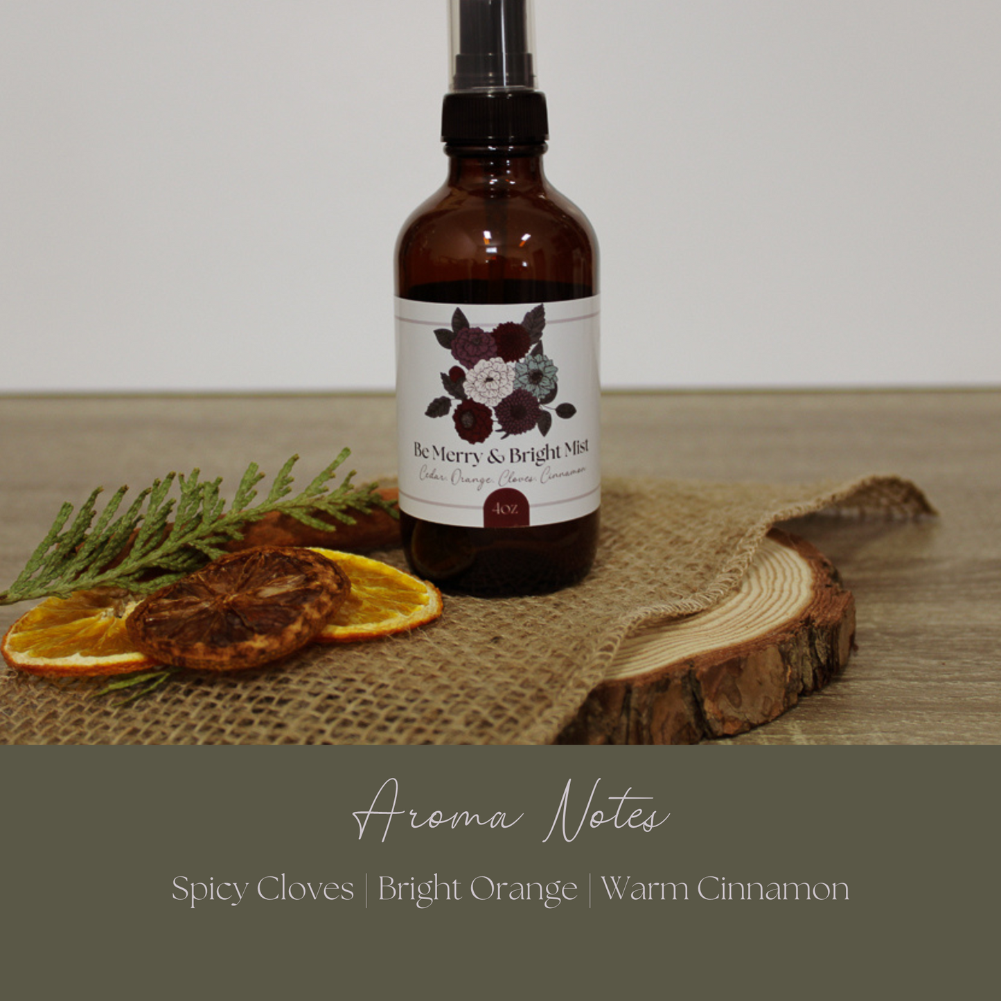 Be Merry & Bright Simmer Mist, Natural Holiday Spice Room + Linen Spray