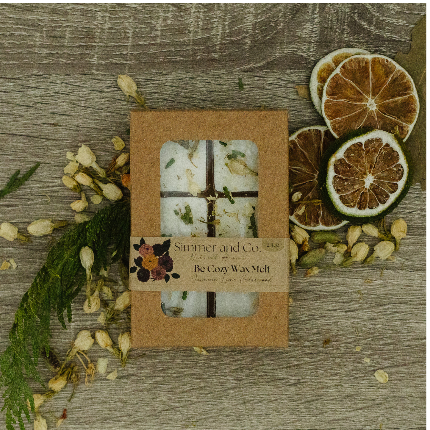 Be Cozy Simmer Wax Melt, Natural Jasmine Spice Botanical Wax Cubes