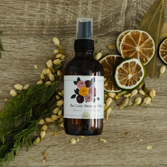 Be Cozy Simmer Mist, Natural Floral Spice Room + Linen Spray