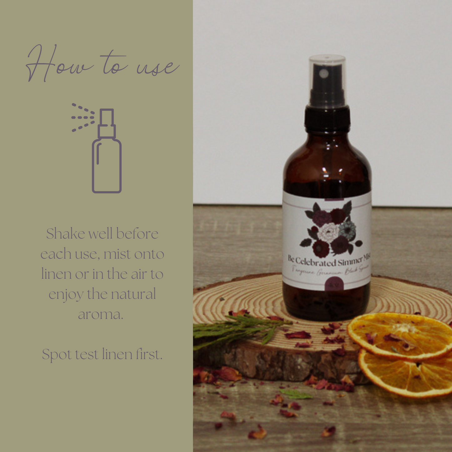 Be Celebrated Simmer Mist, Natural Citrus Floral Room + Linen Spray