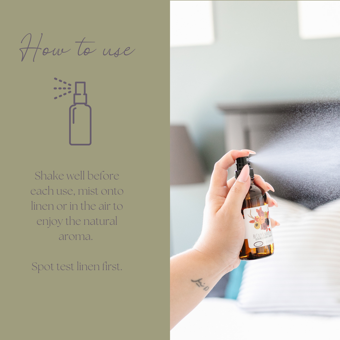 Be Cozy Simmer Mist, Natural Floral Spice Room + Linen Spray