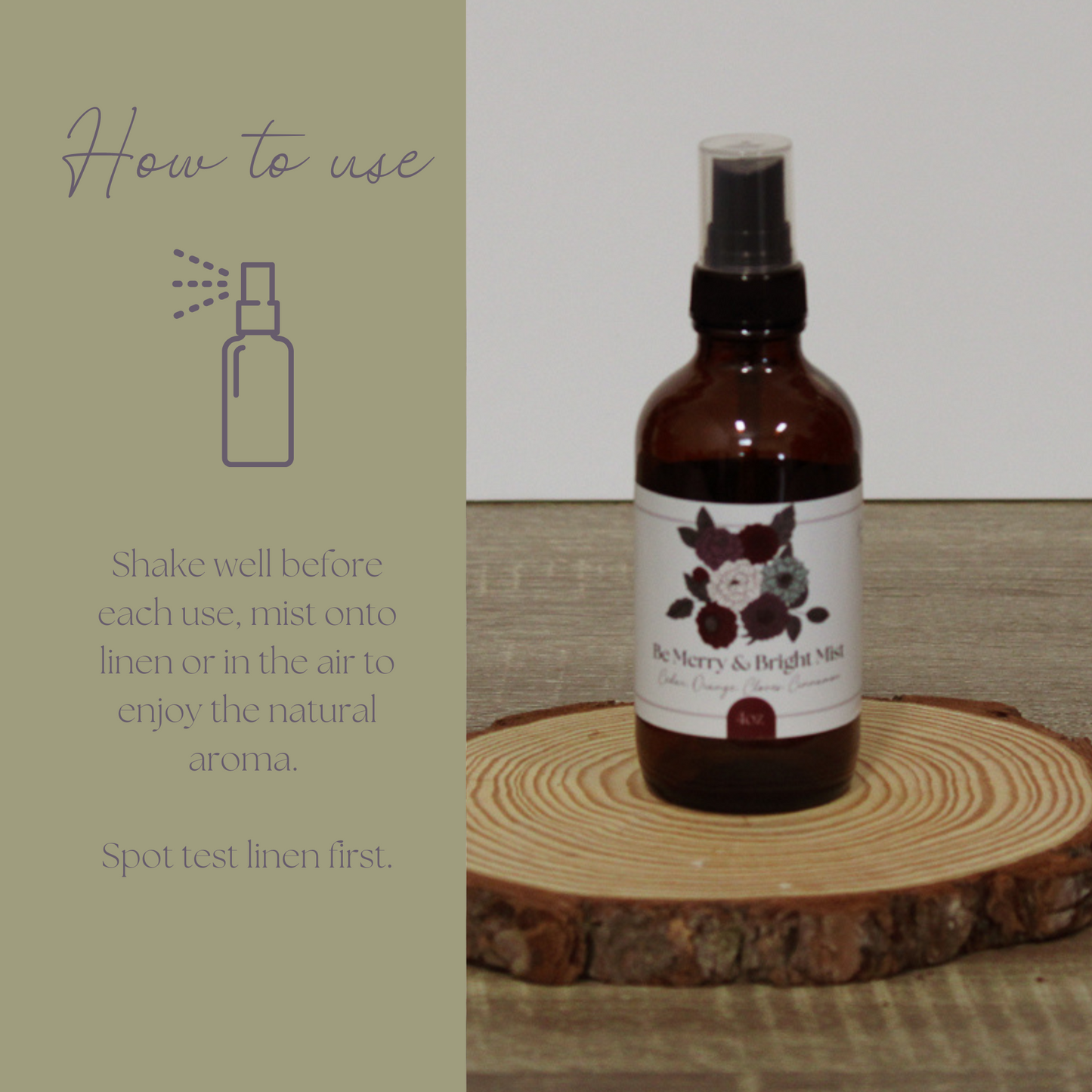 Be Merry & Bright Simmer Mist, Natural Holiday Spice Room + Linen Spray