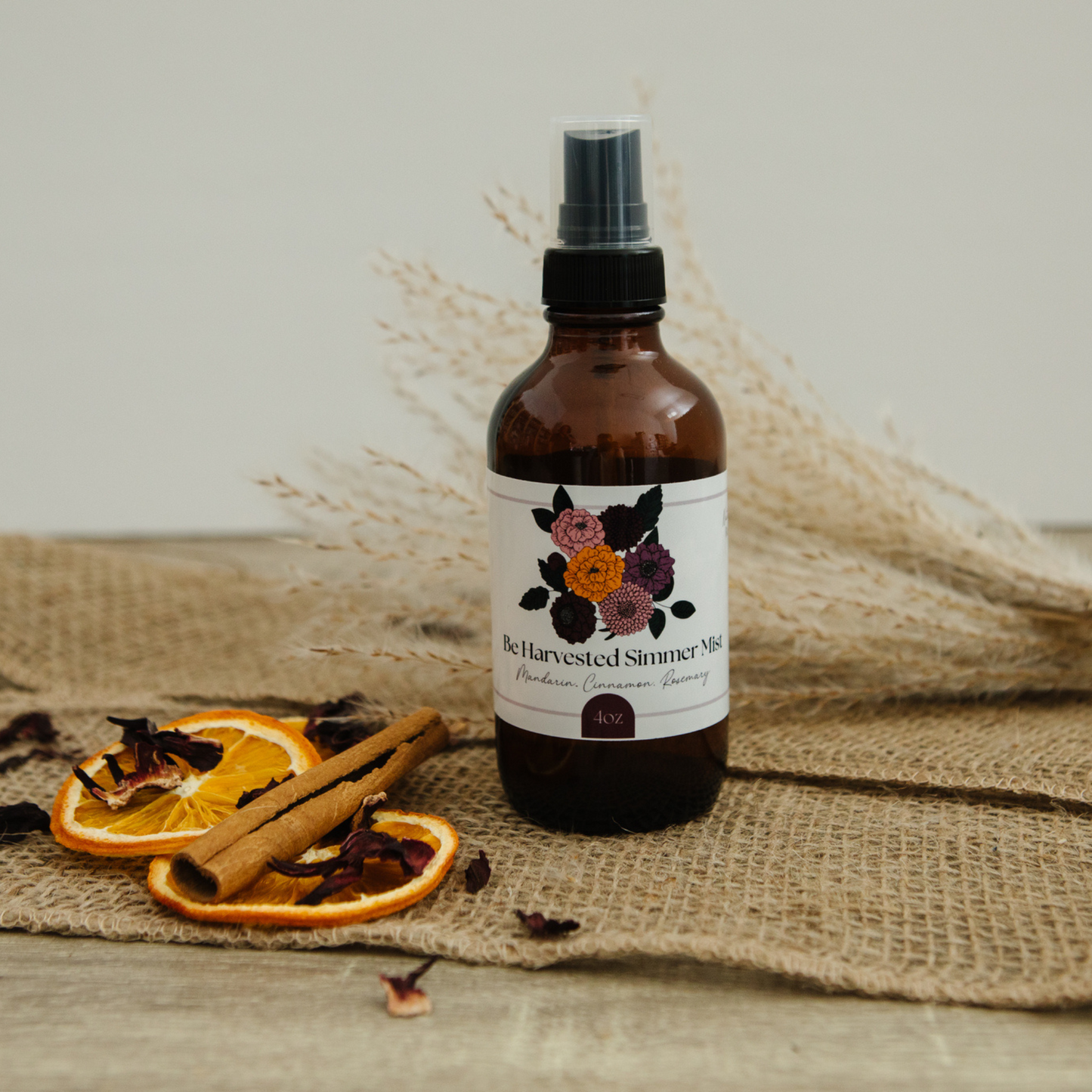Be Harvested Simmer Mist, Natural Citrus Spice Room + Linen Spray