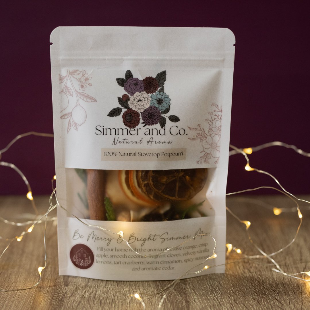 Be Merry & Bright Simmer Mix, Stovetop Potpourri - Simmer and Co Natural Aroma Inc - Stovetop Potpourri Simmer Mix