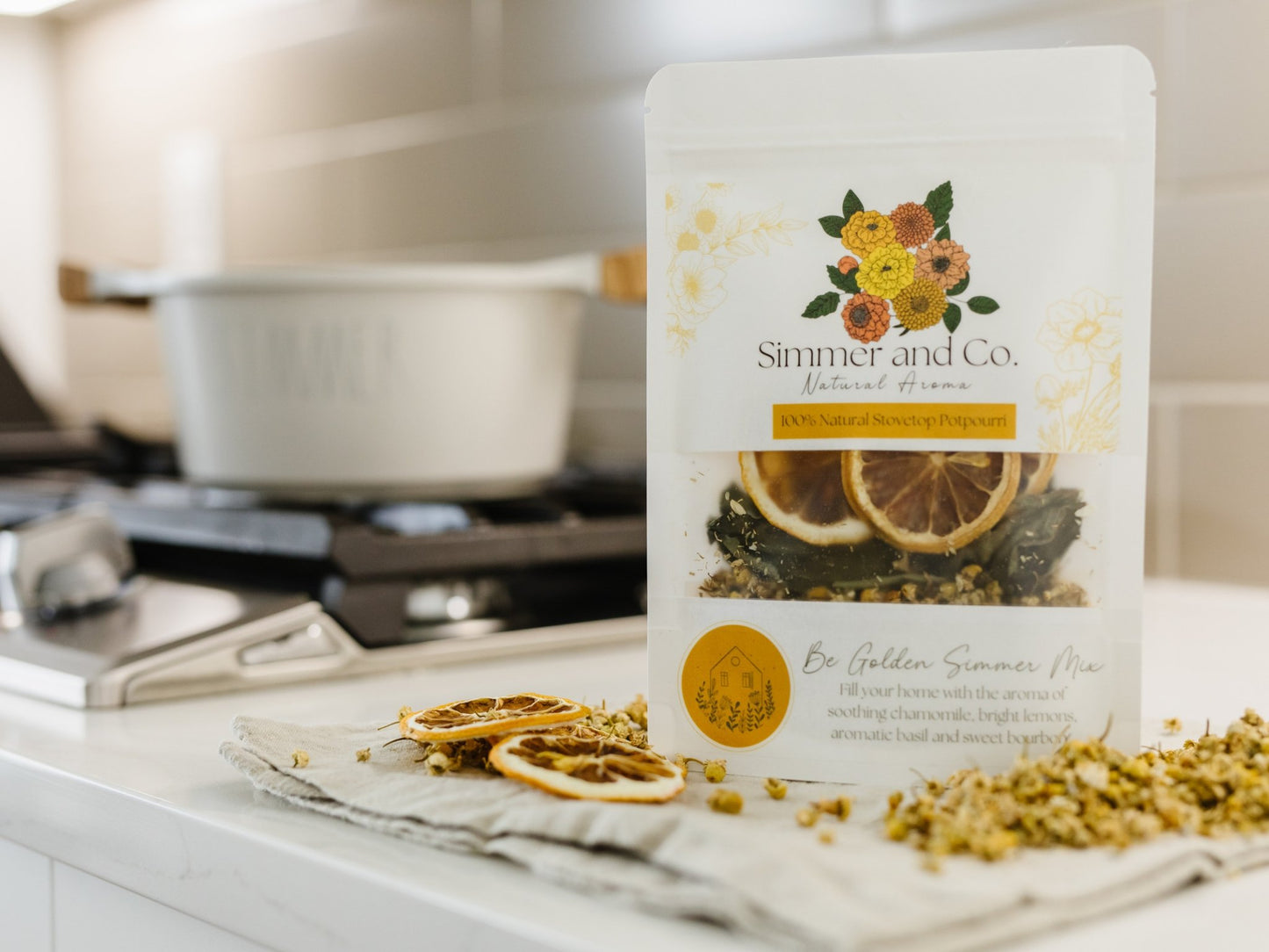 Be Golden Simmer Mix, Stovetop Potpourri - Simmer and Co Natural Aroma Inc - Stovetop Potpourri Simmer Mix