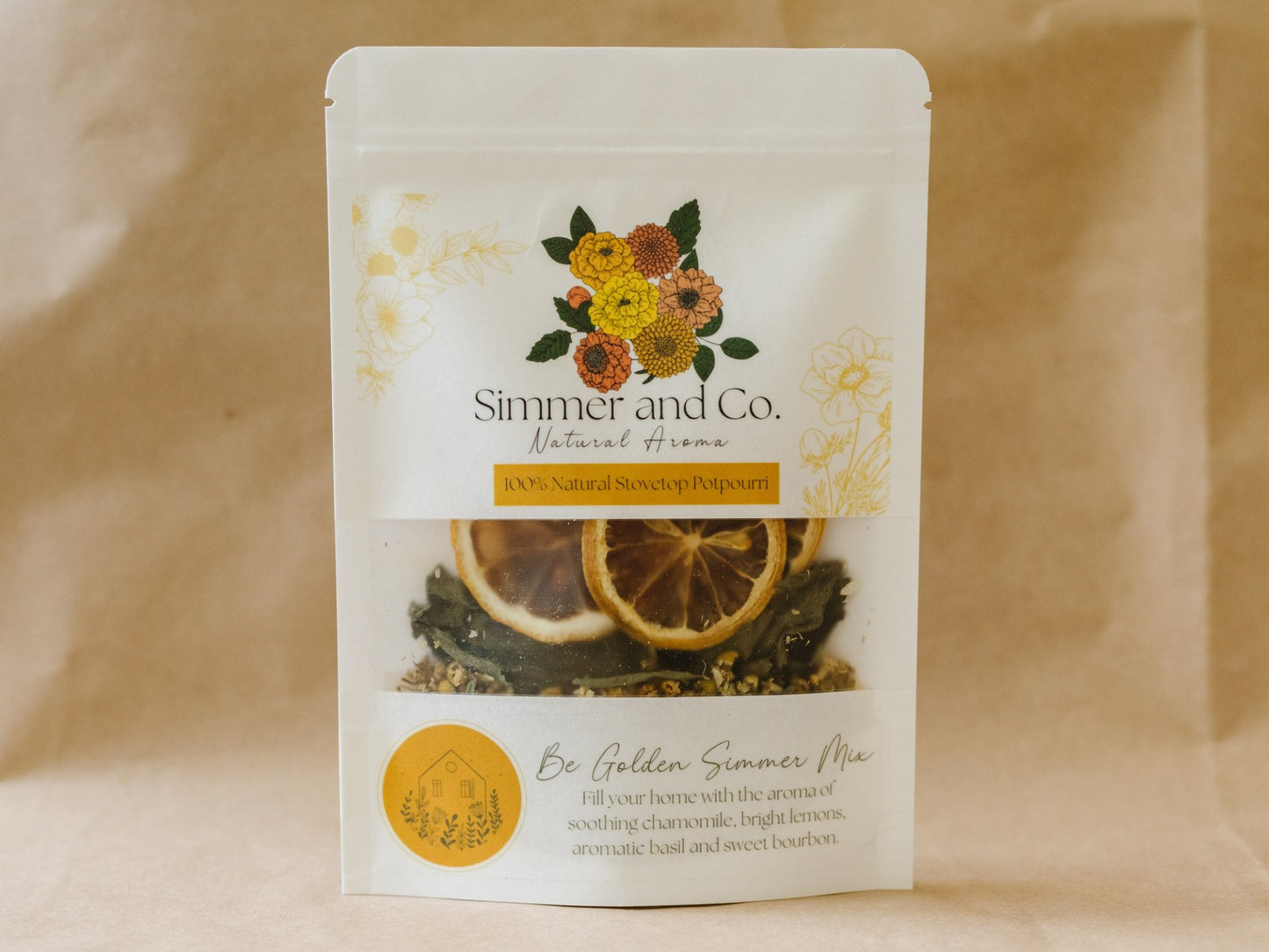 Be Golden Simmer Mix, Stovetop Potpourri - Simmer and Co Natural Aroma Inc - Stovetop Potpourri Simmer Mix