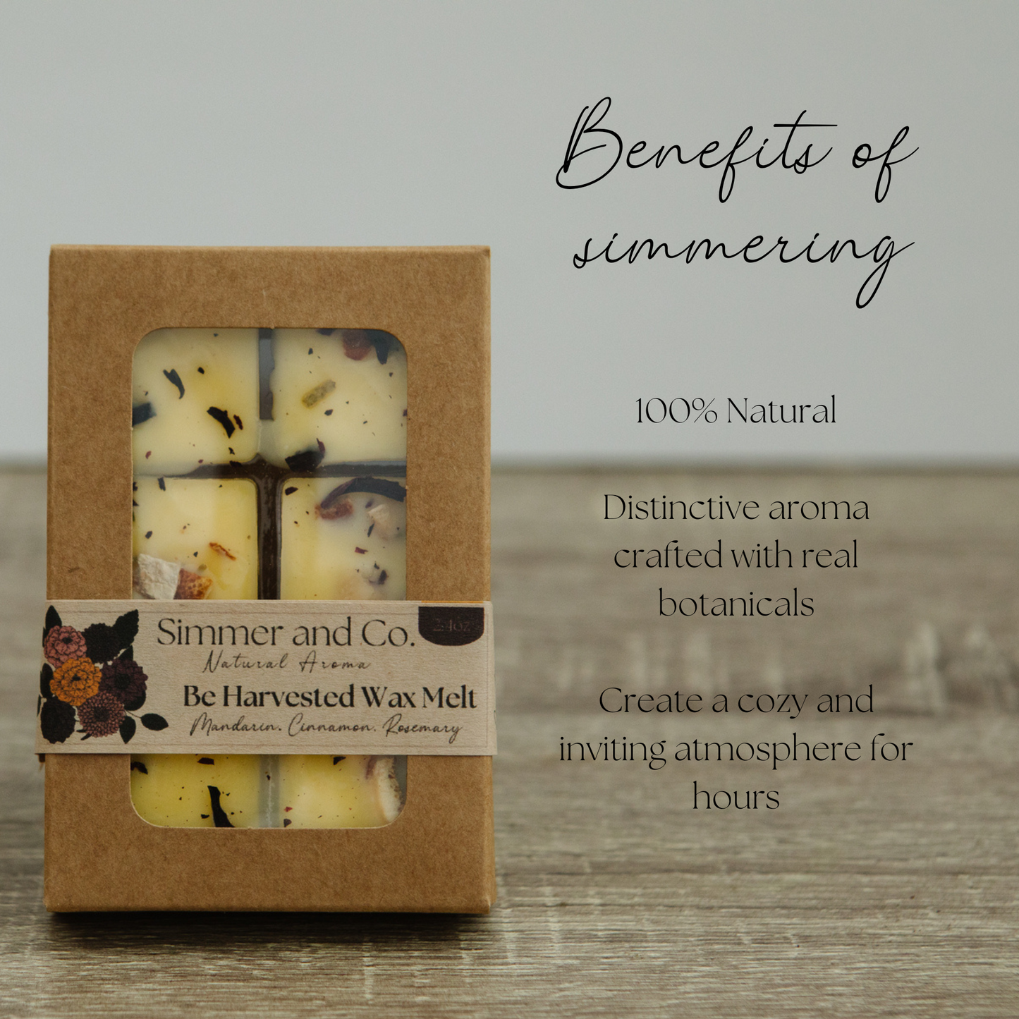 Be Harvested Simmer Wax Melt, Botanical Citrus Spice Wax Cubes