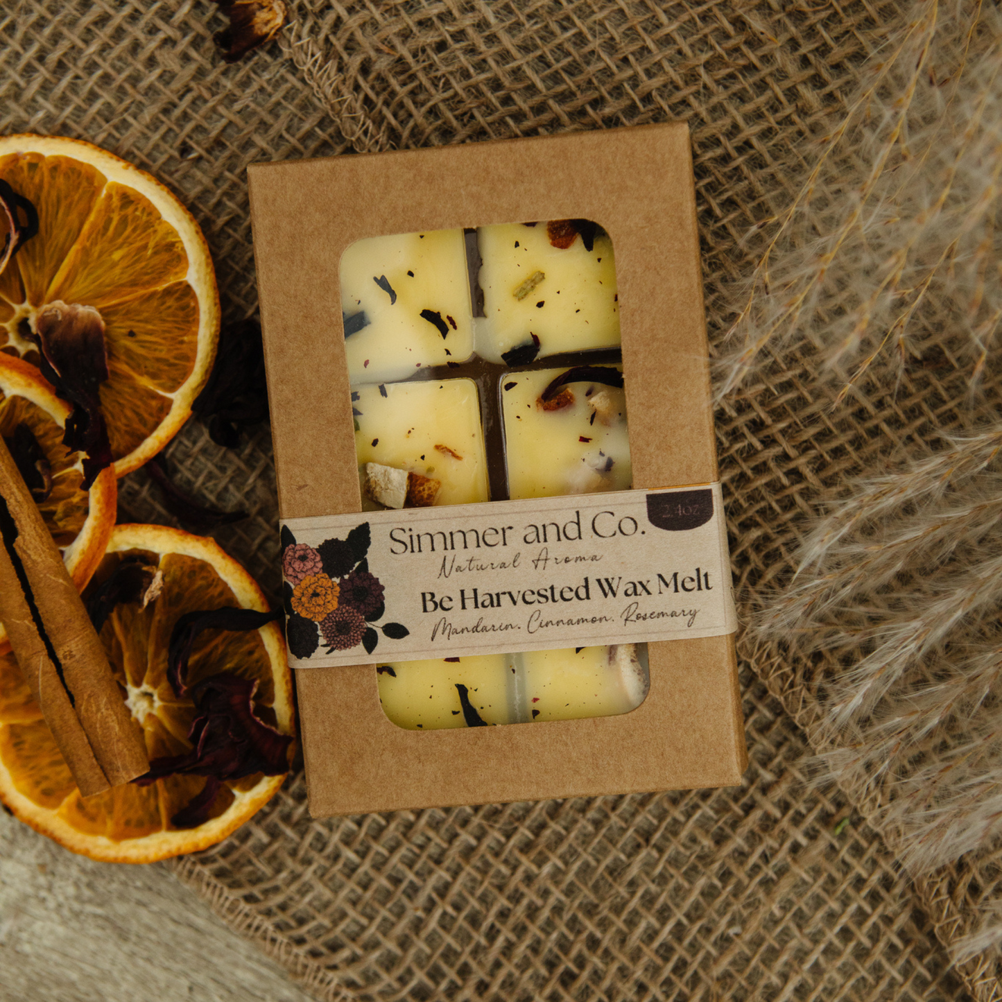 Be Harvested Simmer Wax Melt, Botanical Citrus Spice Wax Cubes