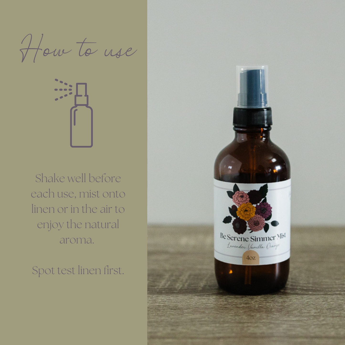 Be Serene Simmer Mist, Room and Linen Spray